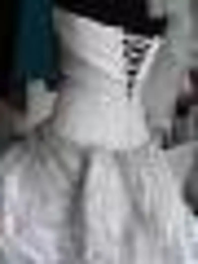 свадебное платье,  белое с жемчужно-серым кружевом 2
