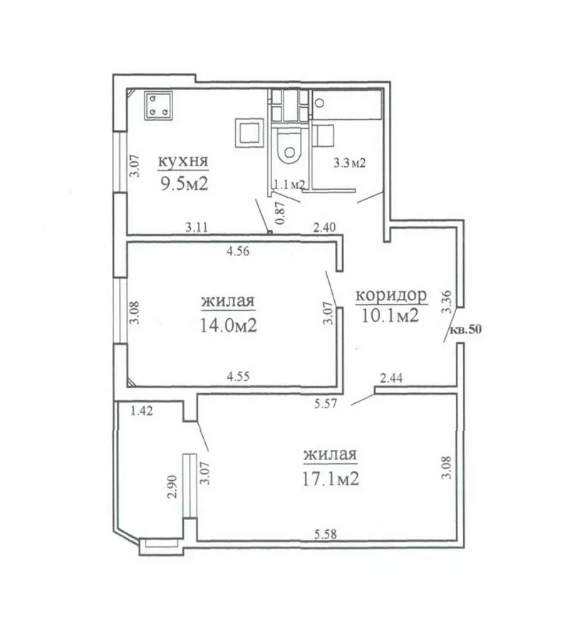 Продается 2-х комнатная квартира в Лошице на  ул. Лучины,  д.6