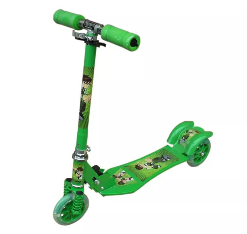 Детский самокат трёхколёсный Folding Scooter зелёный