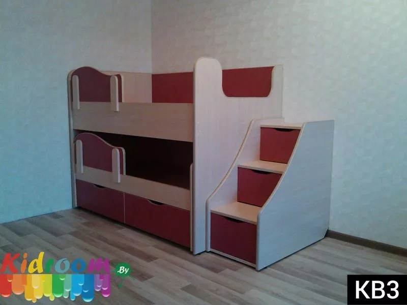 Двухуровневая выдвижная кровать для двоих детей под заказ в Минске 9
