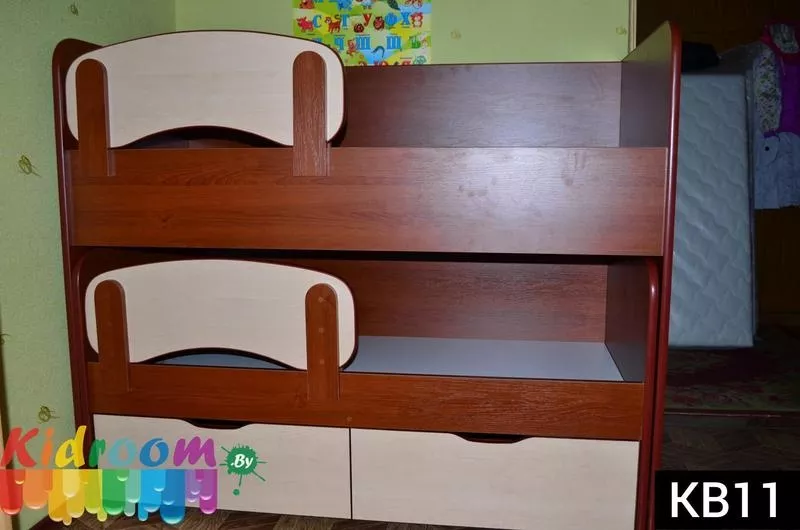 Двухуровневая выдвижная кровать для двоих детей под заказ в Минске 11