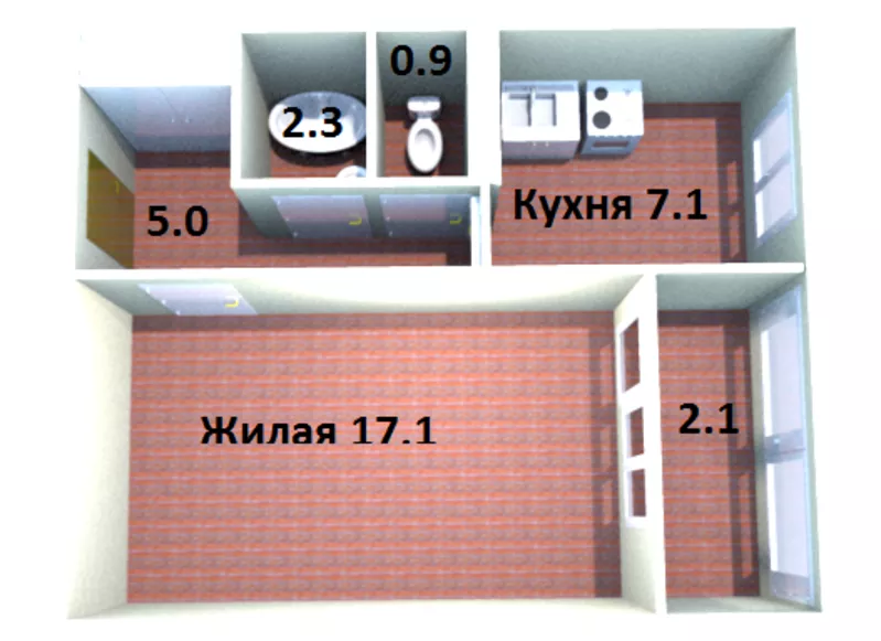 Продается 1-комнатная квартира по пр.газ. 