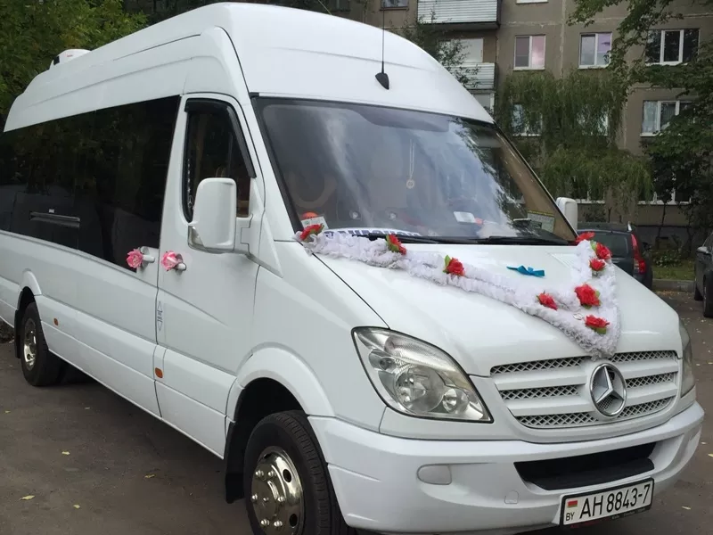 Микроавтобус на свадьбу, белый мерседес, заказать недорого