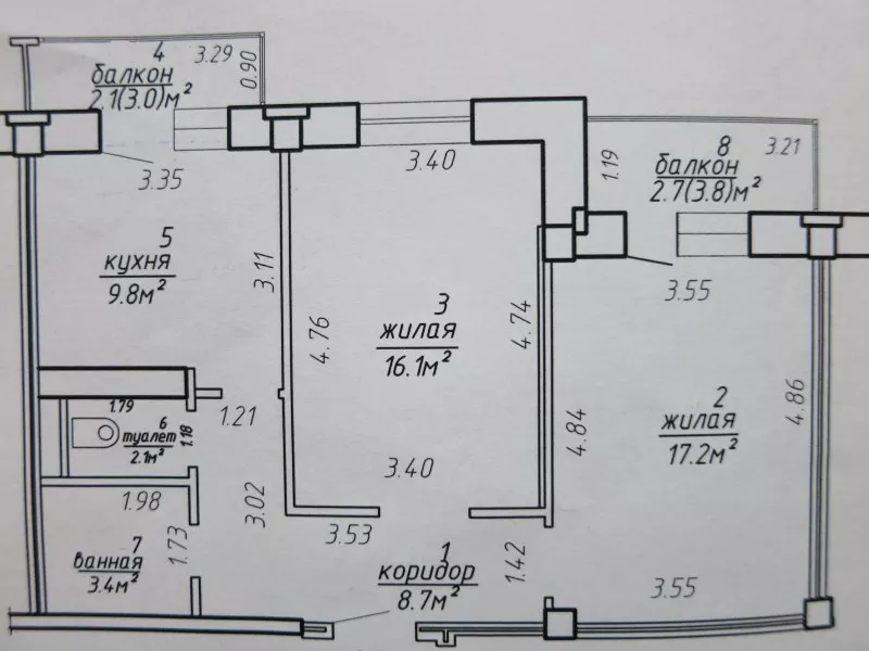 2 комнатная квартира , ул. Камайская д.8 