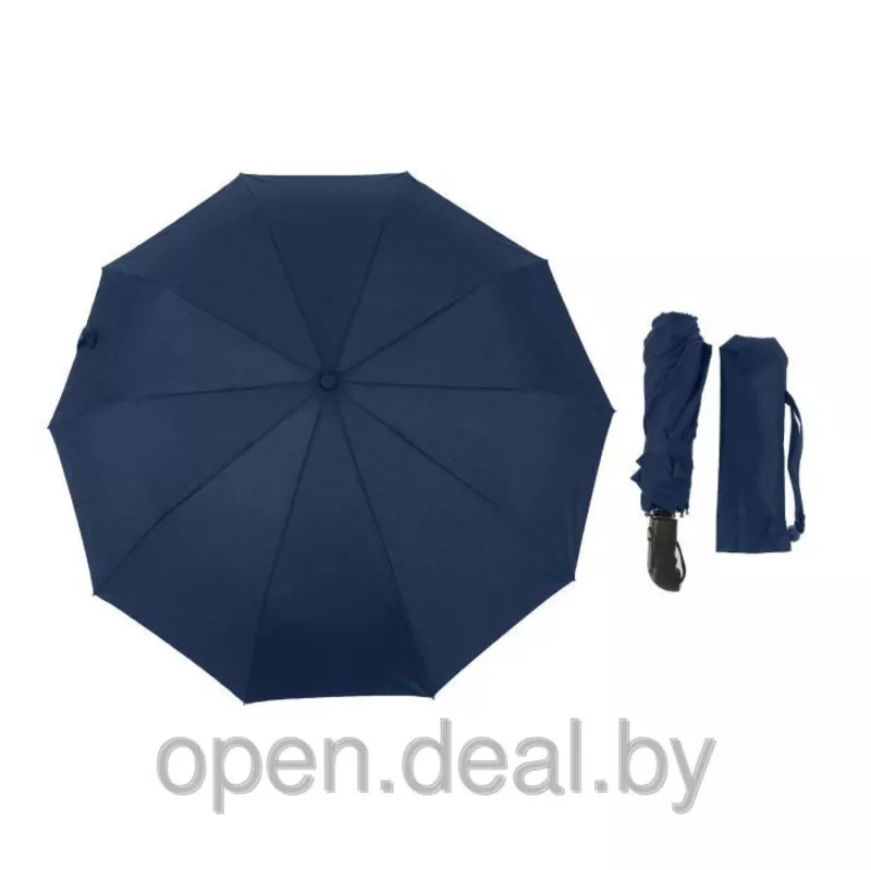 Зонт мужской полуавтомат,  ветроустойчивый,  цвет темно-синий