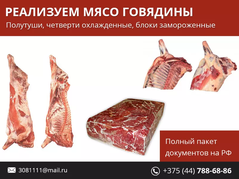 Реализуем мясо говядины.
