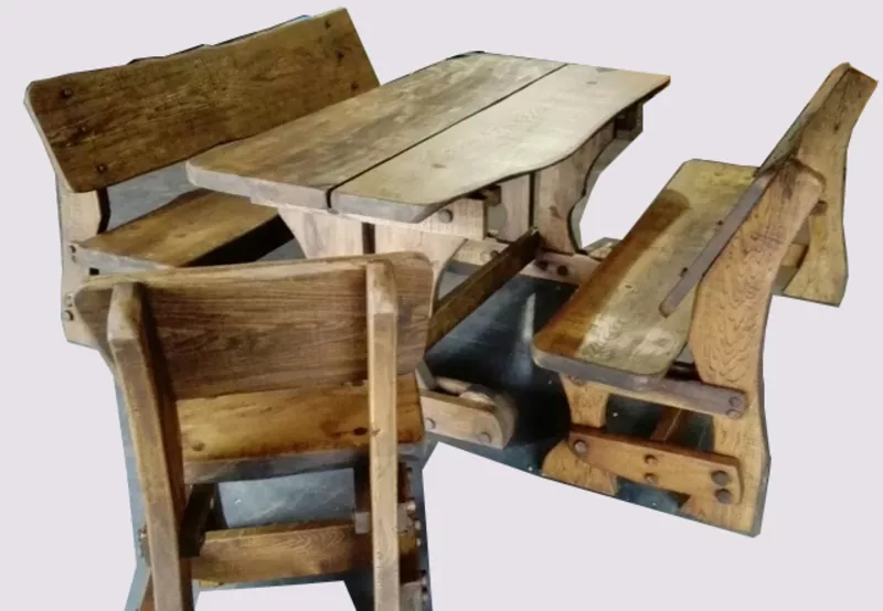 Набор ДУБОВОЙ мебели «СЕМЕЙНЫЙ» (стол + 2 скамьи + стул) 3