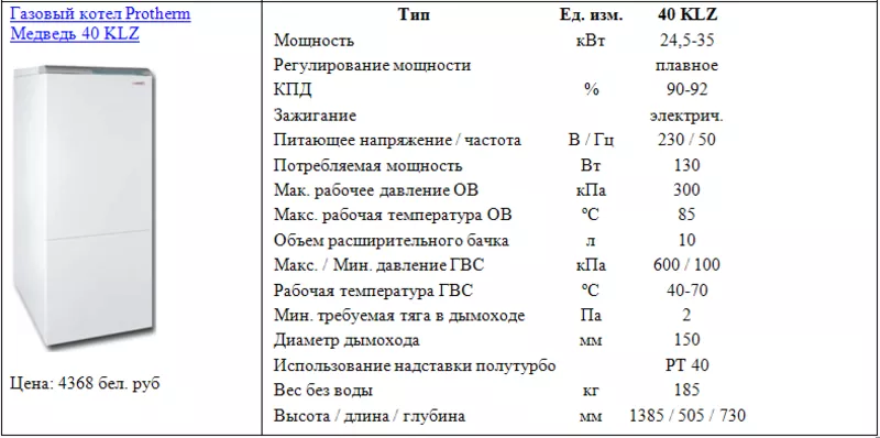 Газовый котел Protherm Медведь 40 KLZ 2