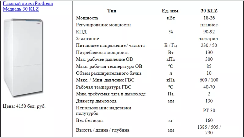 Газовый котел Protherm Медведь 30 KLZ 2