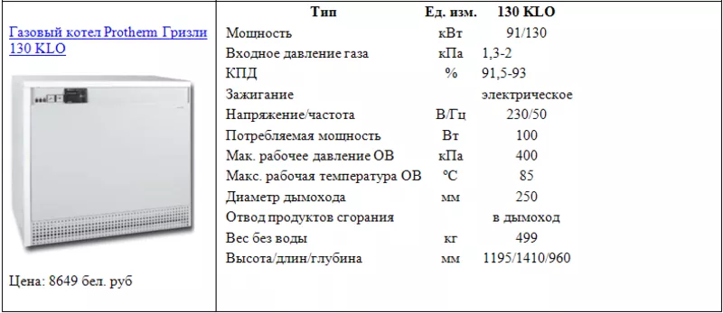 Газовый котел Protherm Гризли 130 KLO 2