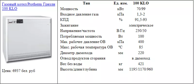 Газовый котел Protherm Гризли 100 KLO 2