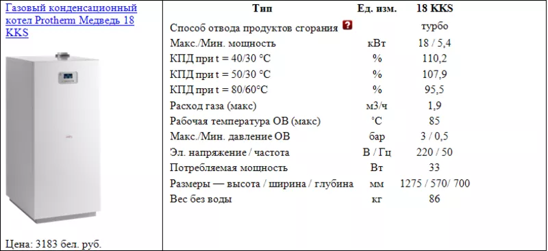 Газовый конденсационный котел Protherm Медведь 18 KKS 2