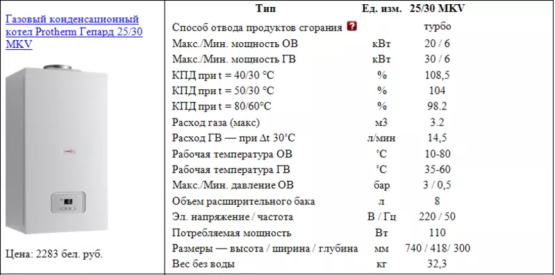 Газовый конденсационный котел Protherm Гепард 25/30 MKV 2