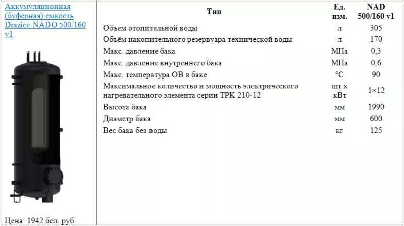 Аккумуляционная (буферная) емкость Drazice NADO 500/160 v1 2