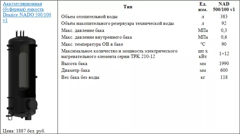 Аккумуляционная (буферная) емкость Drazice NADO 500/100 v1 2