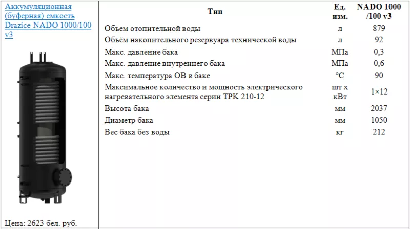 Аккумуляционная (буферная) емкость Drazice NADO 1000/100 v3 2