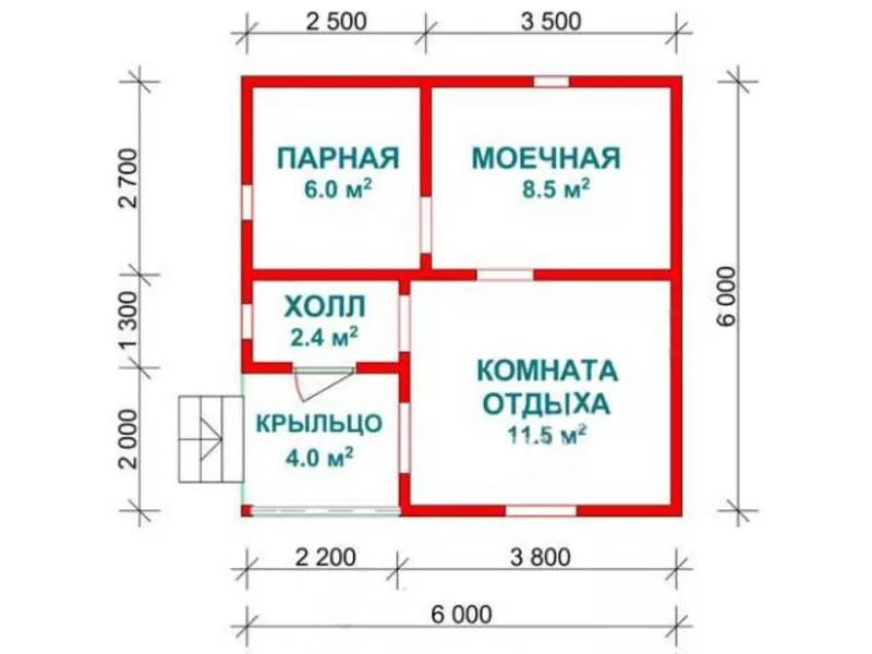 Сруб Бани милана из бруса недорого размер: 6х6 м 2