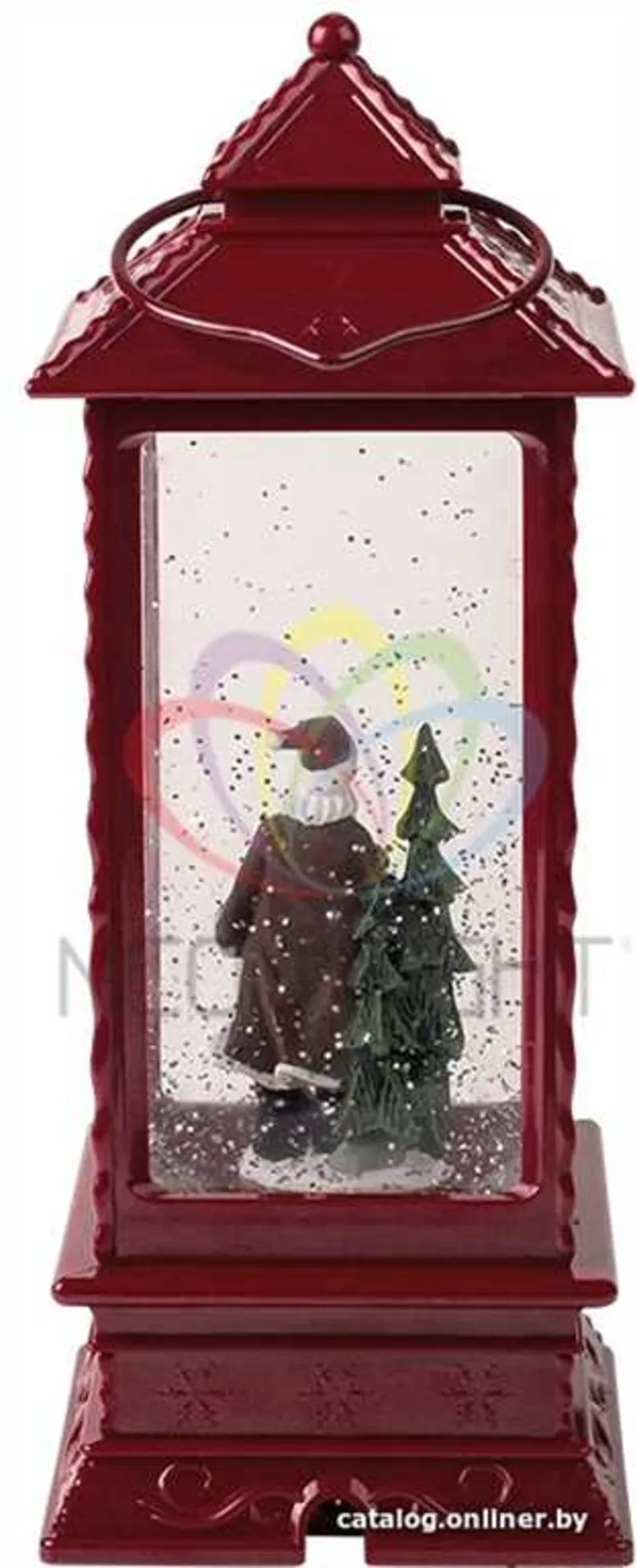 Декоративный вращающийся фонарь с Санта Клаусом,  Теплый белый 3