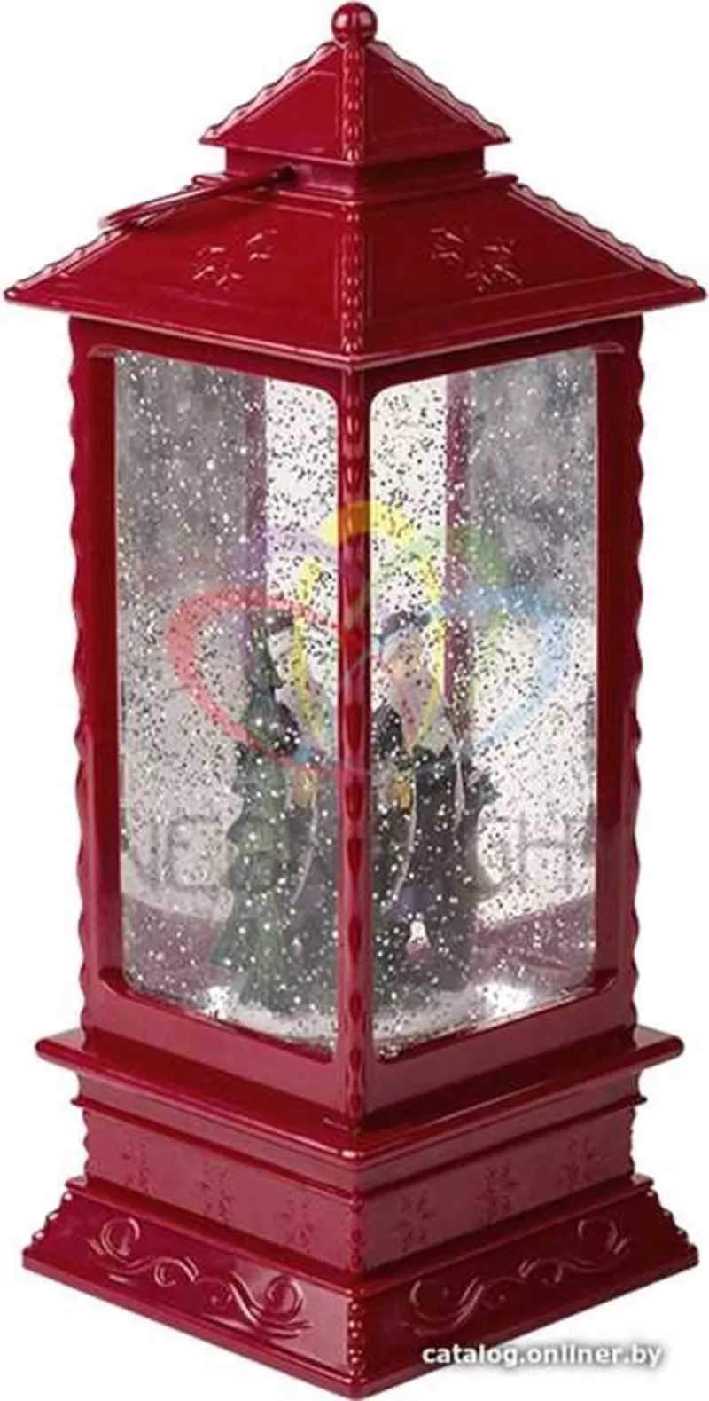 Декоративный вращающийся фонарь с Санта Клаусом,  Теплый белый 5