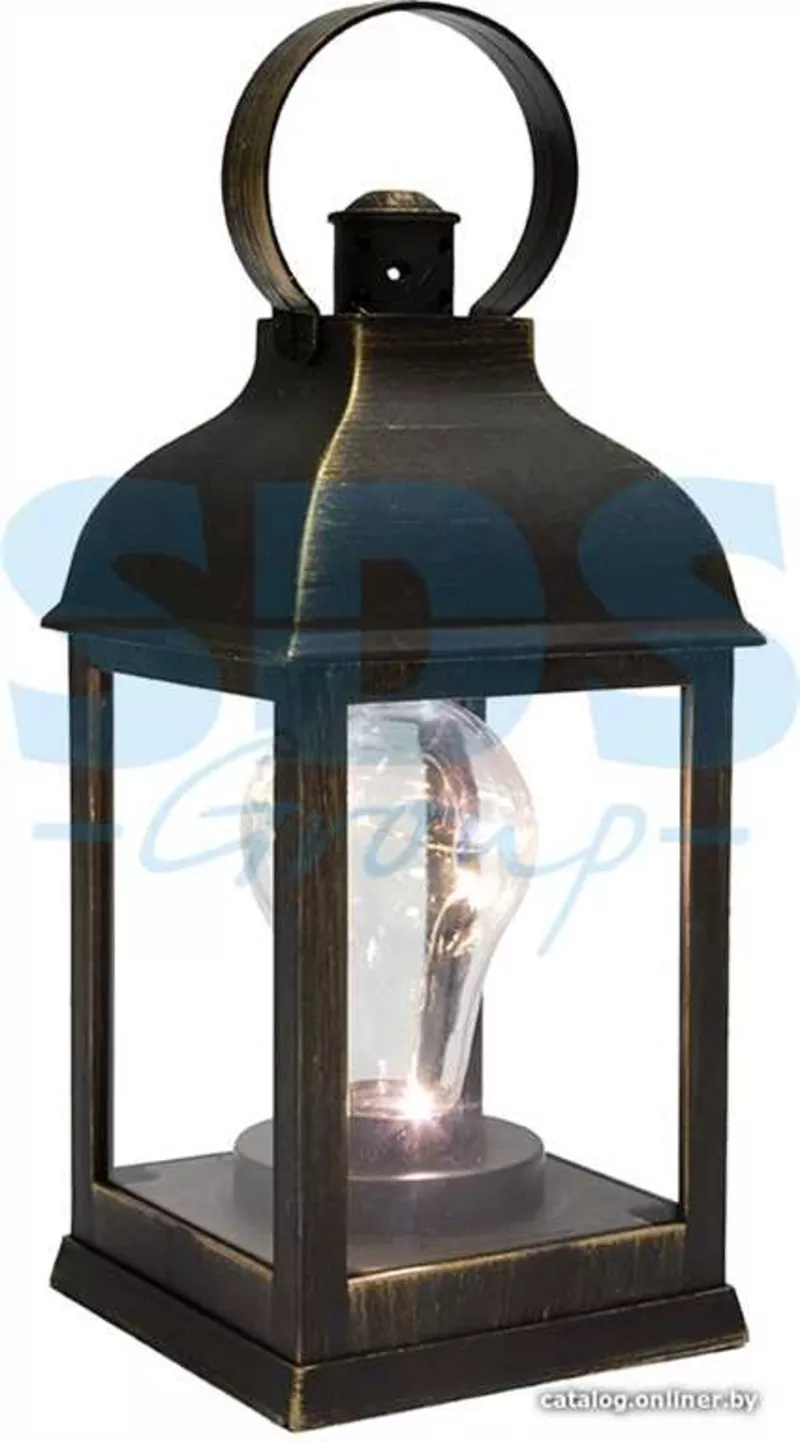 Декоративный фонарь с лампочкой,  бронзовый корпус,  размер 10.5х10.5х22 5