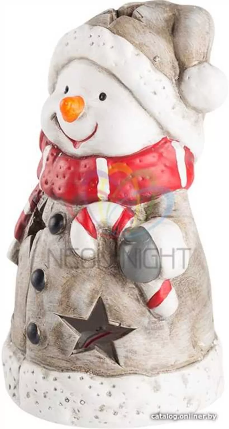 Керамическая фигурка Снеговичок в шарфе 7, 5-6, 5-12 см 3