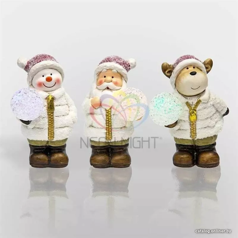 Керамическая фигурка Дед Мороз,  Снеговик и Олененок 10-9-13 см 4