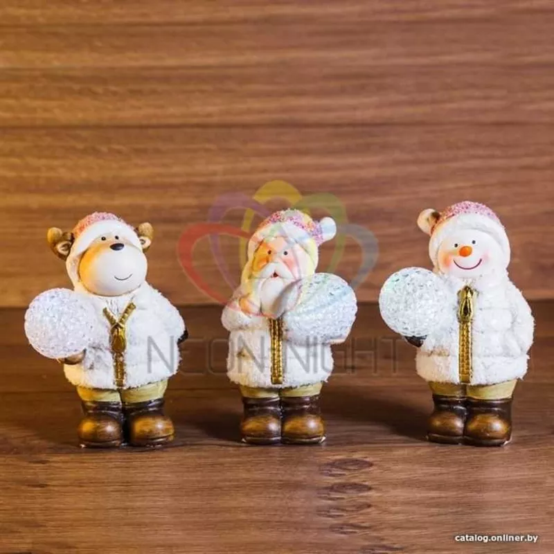 Керамическая фигурка Дед Мороз,  Снеговик и Олененок 10-9-13 см 5