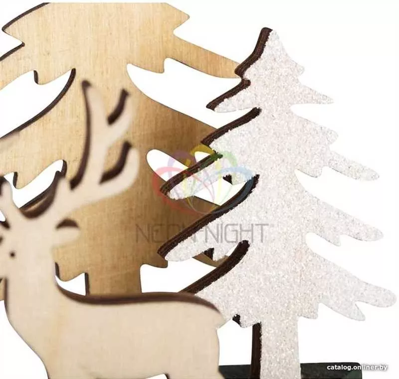 Деревянная фигурка с подсветкой Олень в лесу 9-8-10 см 5