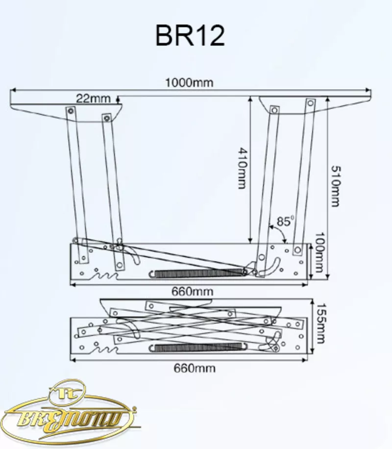 Механизм трансформации стола BR 12 для стола трансформера 2