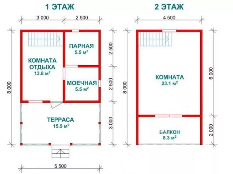 Баня из бруса 5, 5х8 Валерия 3