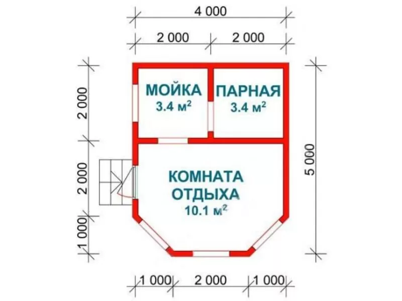 Сруб Бани из бруса Ника 4х5 м 3