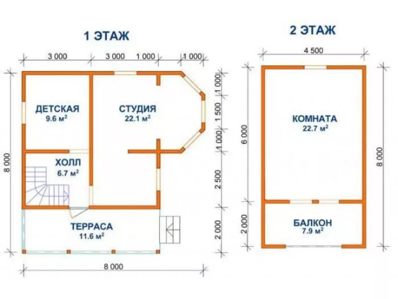 Сруб Дом Егор из бруса 6х8 м 2