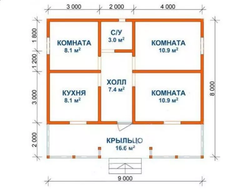 Дом из бруса Филипп 9х8 м сруб 5