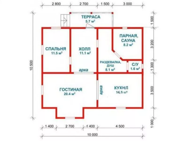 Дом-Баня сруб из бруса Джулия 10х10 м 3