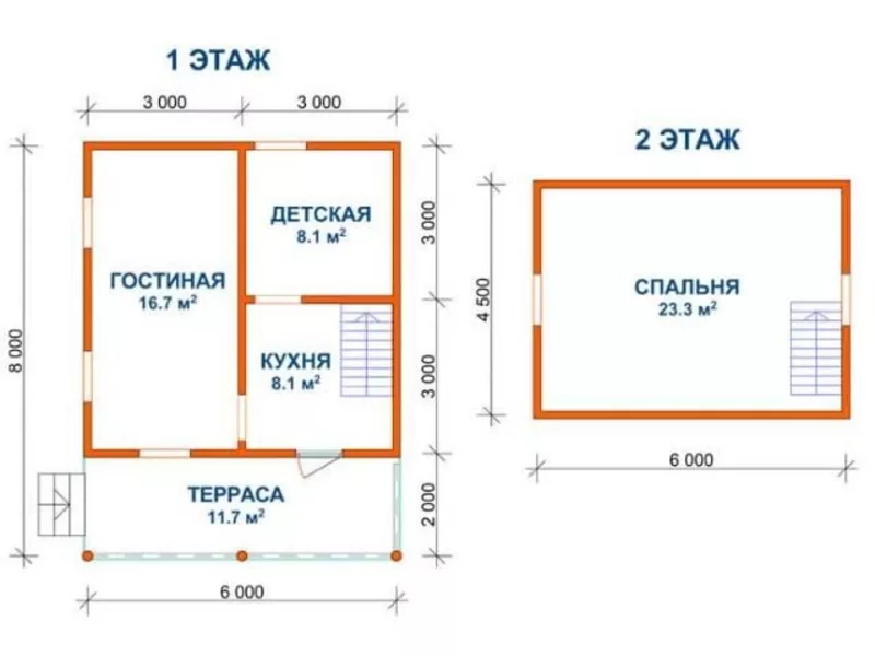 Сруб Дома из бруса 6х8 м Оскар 2