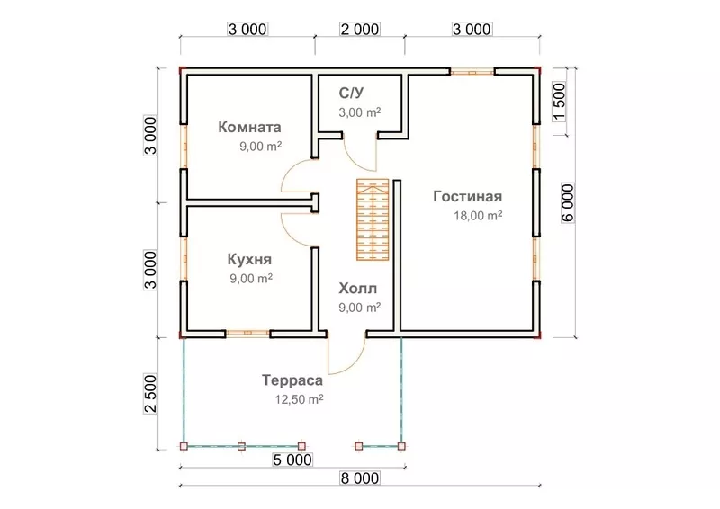 Каркасный Дом 6х8 по проекту Суоми 6