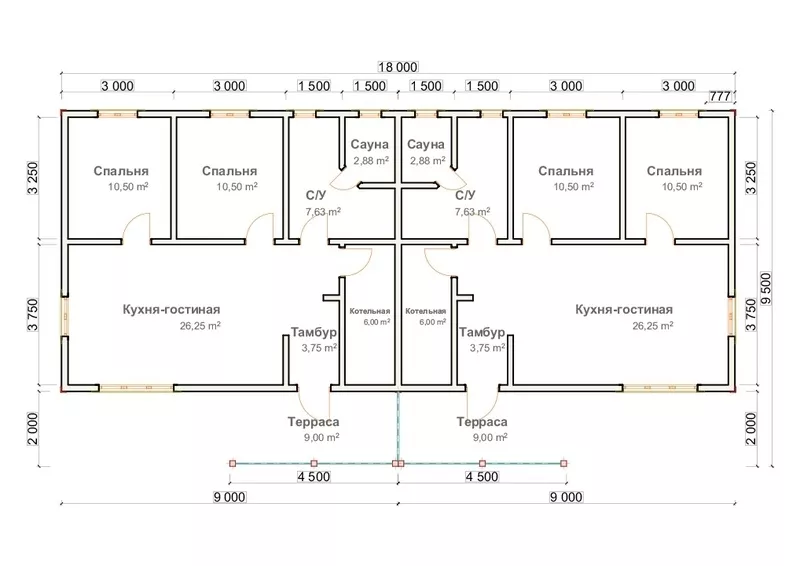 Строительство каркасного дома Суррей 7, 5х18м под ключ 3