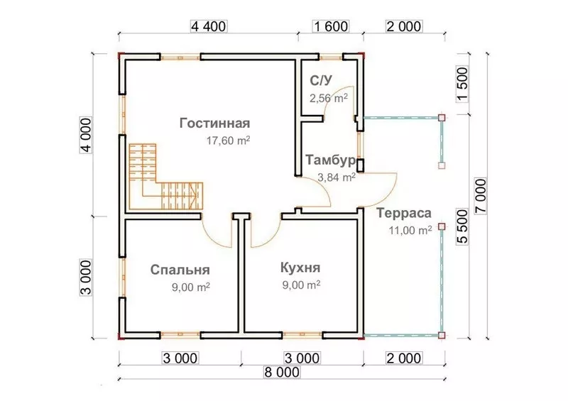 Каркасный дом 6х7м по проекту Назия под ключ 6