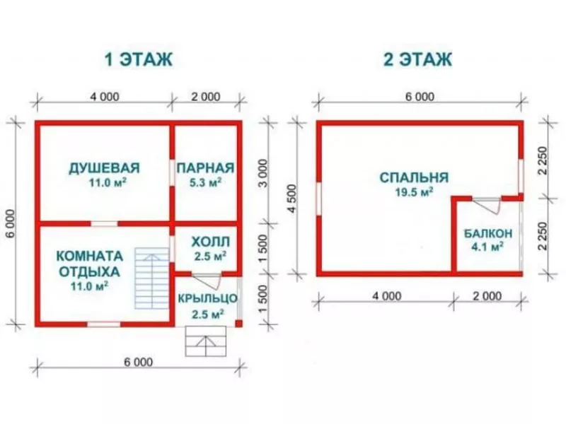 Сруб Бани из бруса Оксана 6х6 м 2