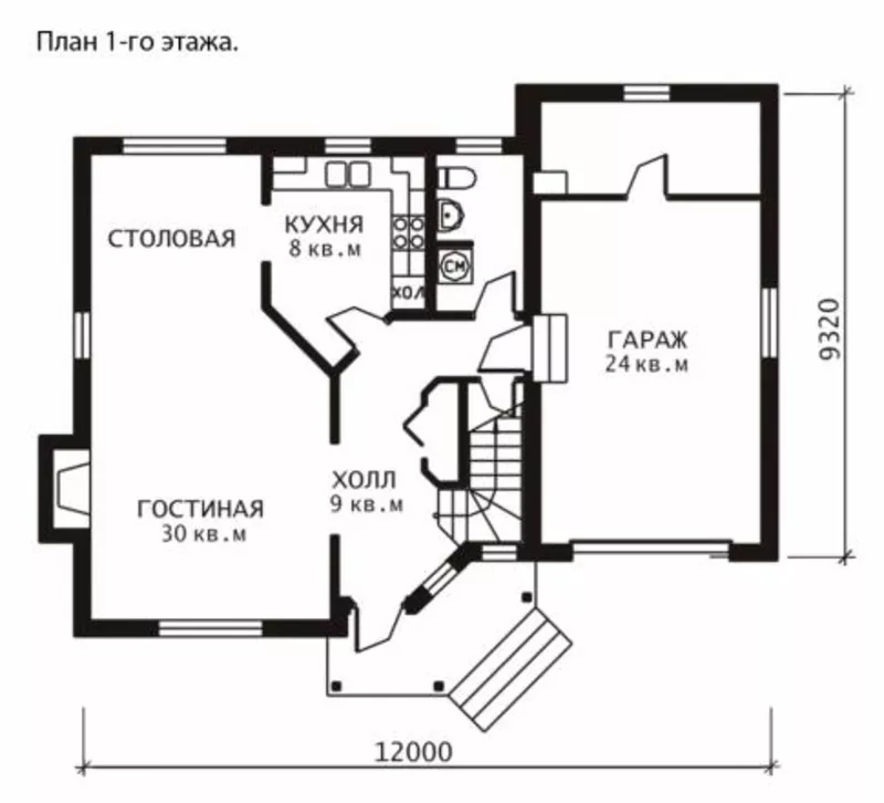 Дом Каркасный под ключ 9х12 м по проекту Будапешт 5