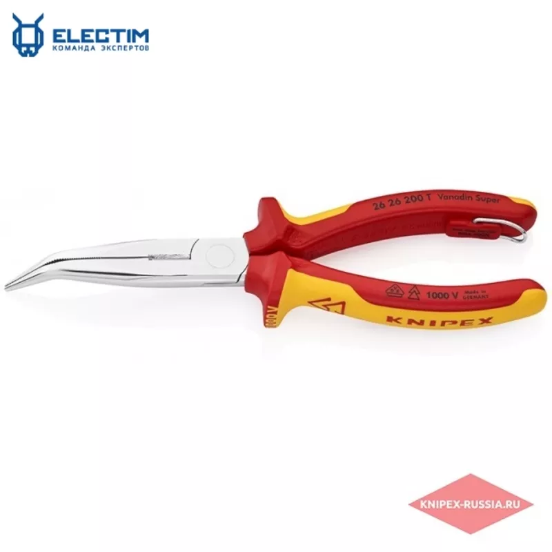 Круглогубцы с плоскими губками с режущими кромками KNIPEX KN-2626200T